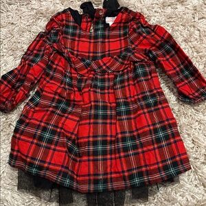 Red Plaid Dress with Black Accents- 18 months